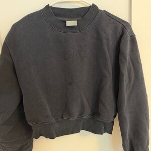 Black TNA Cozy Fleece Cropped Crewneck Sweatshirt